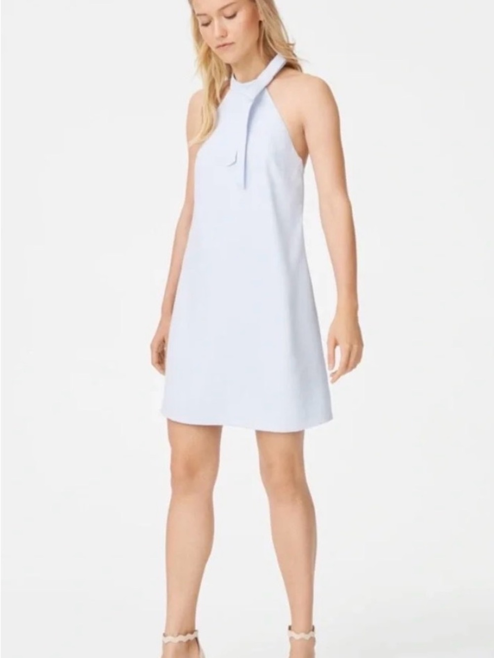 Club Monaco Bowee Halter Mini Dress in Light Blue